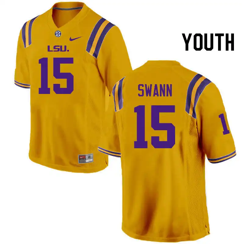 Youth LSU Tigers AJ Swann #15 Gold NCAA Football Jersey